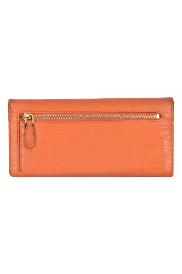 Prada Orange Leather Saffiano Wallet