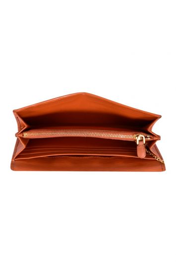 Prada Orange Leather Saffiano Wallet