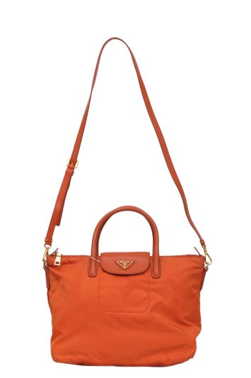 Prada Orange Tessuto Tote Bag