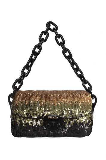 PRADA ORO PAILLETTES RESIN CHAIN SHOULDER BAG