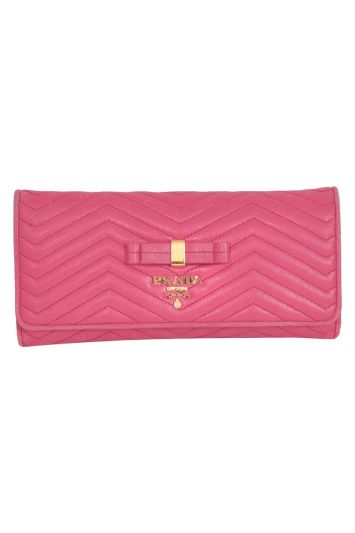 Prada Pink Leather Logo Wallet