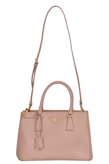 Prada Poudre Pink Saffiano Lux Leather Middle Zip Tote Bag