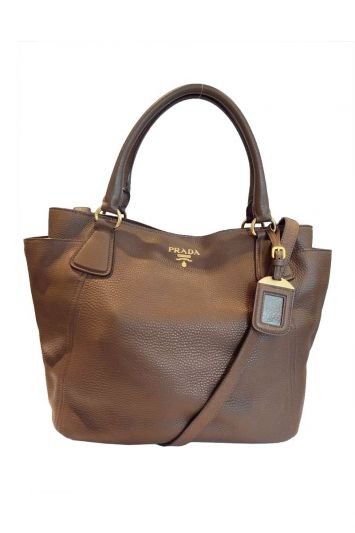 PRADA VITELLO DIANO BROWN LEATHER TOTE