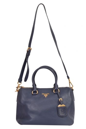 Prada Women’s Vitello Leather Cannella Blue Phenix Handbag