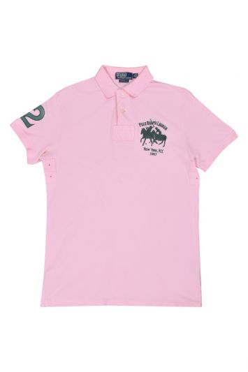 Ralph Lauren Polo Custom Fit Pink Polo T Shirt