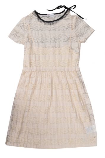 Red Valentino White Lace Contract Bow Detail Mini Dress