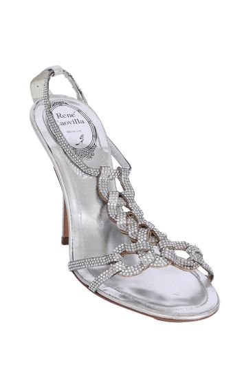 Rene Caovilla Embellished Silver Heels