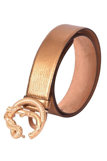 Roberto Cavali Golden Snake Buckle Belt