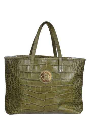 Roberto Cavalli Embossed Leather Tote Bag