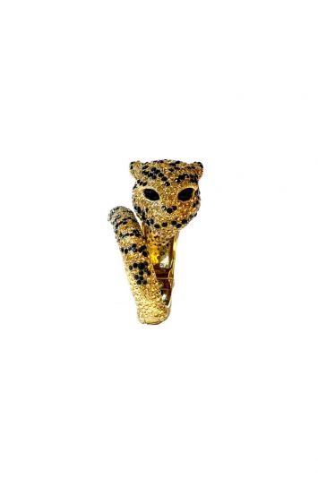 ROBERTO CAVALLI JEWELLED GOLDEN PANTHER CUFF