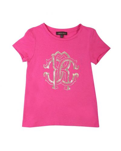 ROBERTO CAVALLI KIDS HOT PINK LOGO TEE