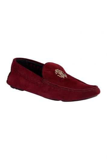 ROBERTO CAVALLI VELVET LOGO LOAFERS