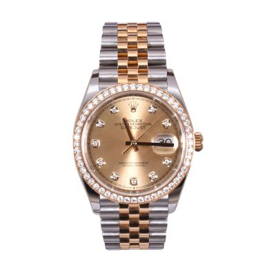 ROLEX OYSTER PERPETUAL DATEJUST YELLOW GOLD DIAMOND WATCH