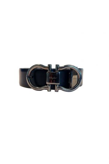 SALVATORE FERRAGAMO BLACK GANCINI BELT