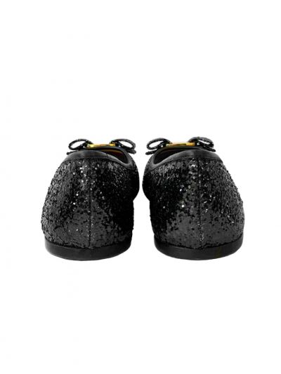 SALVATORE FERRAGAMO BLACK GLITTER VARINA MINI