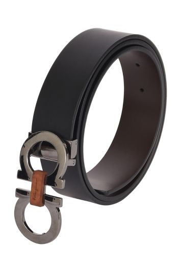 Salvatore Ferragamo Black Leather Buckle Belt
