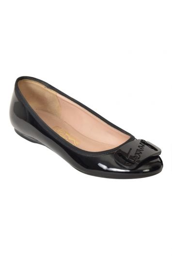 Salvatore Ferragamo Black Patent Ballet Flats