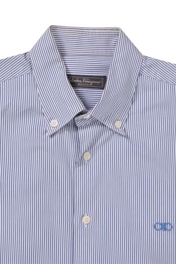 Salvatore Ferragamo Blue Pinstripe Shirt