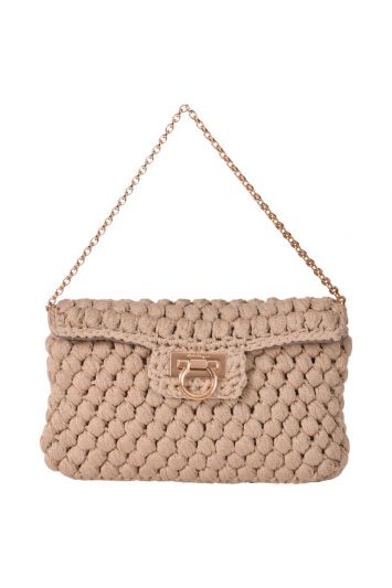 Salvatore Ferragamo Crochet Woven Knit Flap Bag