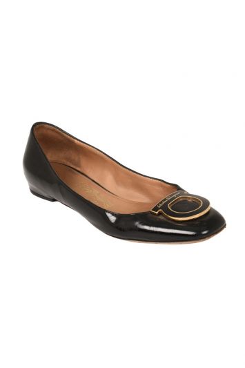 SALVATORE FERRAGAMO EMBELLISHED METAL RING BALLERINAS