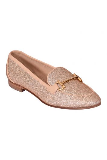 Salvatore Ferragamo Gold Glitter Loafers