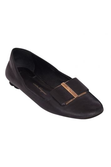 Salvatore Ferragamo Leather Vara Bow Flats