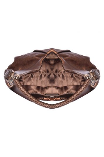 Salvatore Ferragamo Metallic Brown Gancini Logo Shoulder Bag