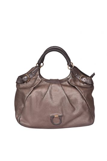 Salvatore Ferragamo Metallic Gancini Logo Handbag