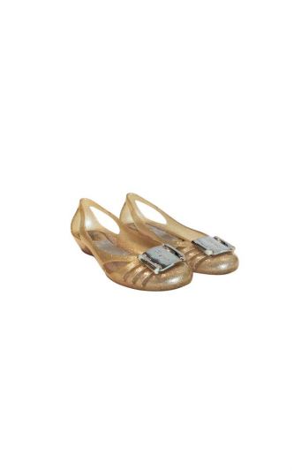 SALVATORE FERRAGAMO METALLIC GLITTER FLATS