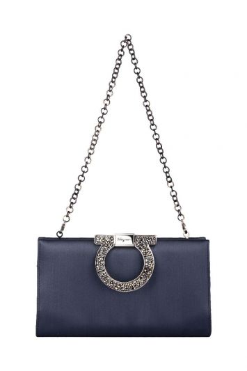 SALVATORE FERRAGAMO SATIN GANCINI CLUTCH SLING