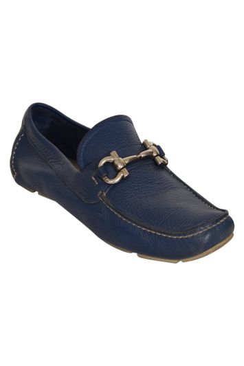 Salvatore Ferragamo Slip – on Blue Loafers