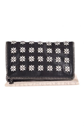 Stella Mc Cartney Crystal Embellished Falabella Foldover Clutch