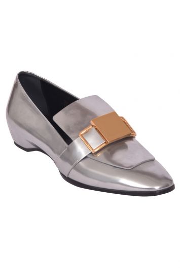 Tod’s Mettalic Silver Leather Slip-On Loafers