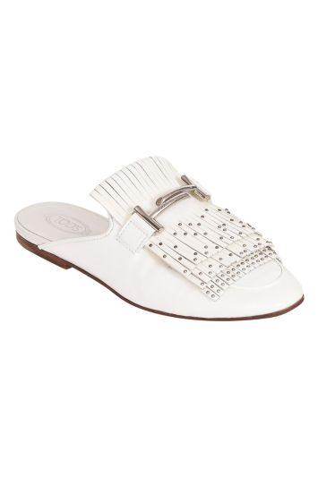 Tod’s White Studded Mules