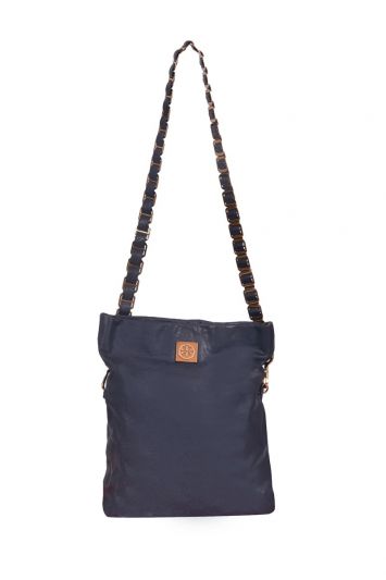 Tory Burch Britten Flap Leather Navy Shoulder Bag