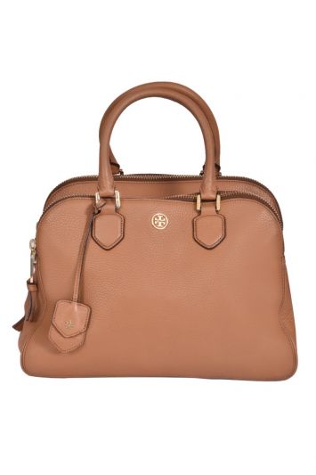 Tory Burch Robinson Pebbled Triple Zip Satchel Bag