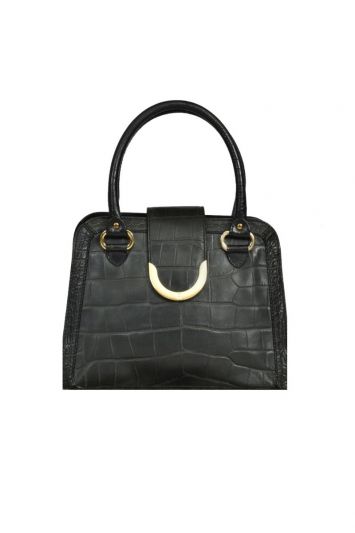 Aigner Black Exotic Leather Handbag