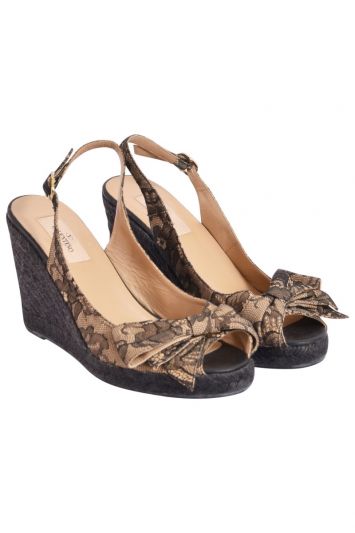 Black cheap lace wedges
