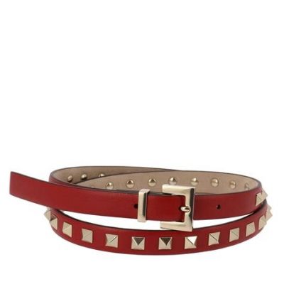 VALENTINO GARAVANI RED ROCKSTUD LEATHER BELT