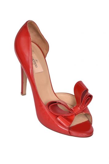 Valentino Red Bow Patent Leather Heels