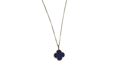 Van Cleef & Arpels Gold, Blue Agate Magic Alhambra Motif Long Necklace