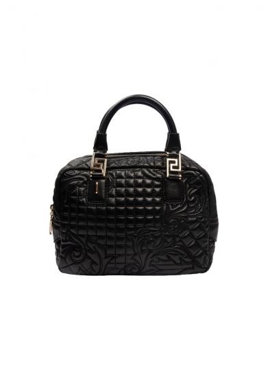 VERSACE BLACK BAROCCO QUILTED LEATHER BAG