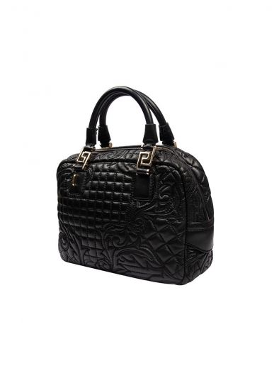 VERSACE BLACK BAROCCO QUILTED LEATHER BAG