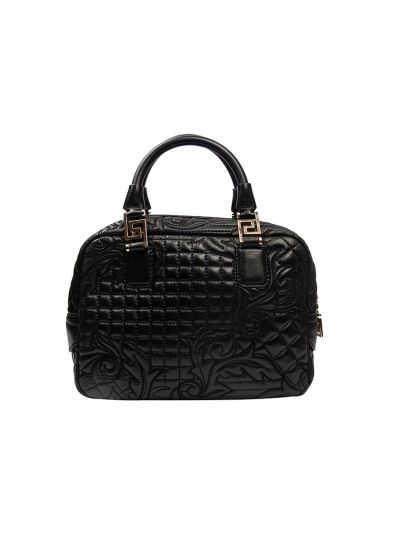 VERSACE BLACK BAROCCO QUILTED LEATHER BAG