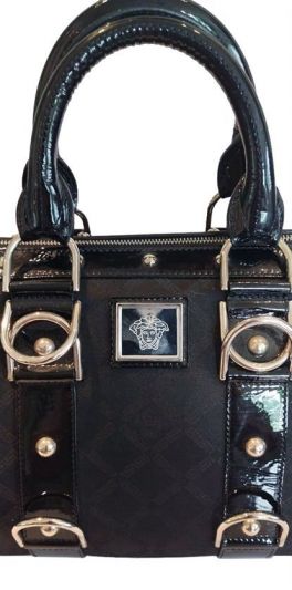 VERSACE BLACK JAQUARD MADONNA SATCHEL