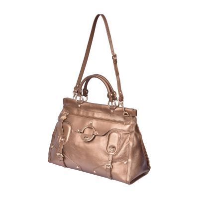 VERSACE BRONZE LEATHER SATCHEL BAG