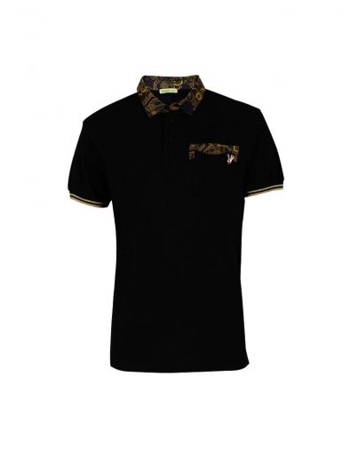 VERSACE JEANS COUTURE BLACK PRINTED T SHIRT