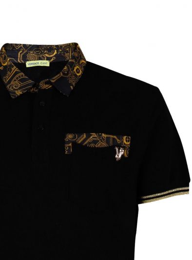 VERSACE JEANS COUTURE BLACK PRINTED T SHIRT