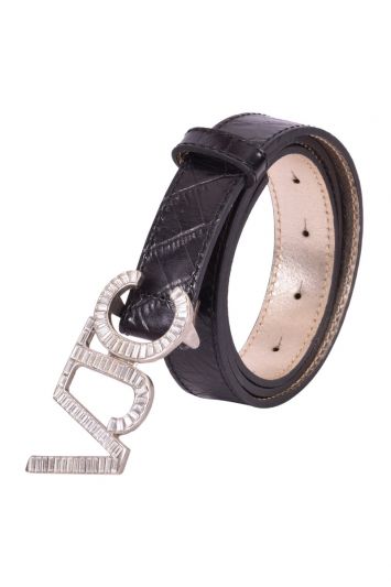 Versace Jeans Couture Crystal  Logo Leather Belt