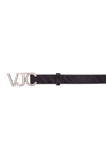 Versace Jeans Couture Crystal  Logo Leather Belt